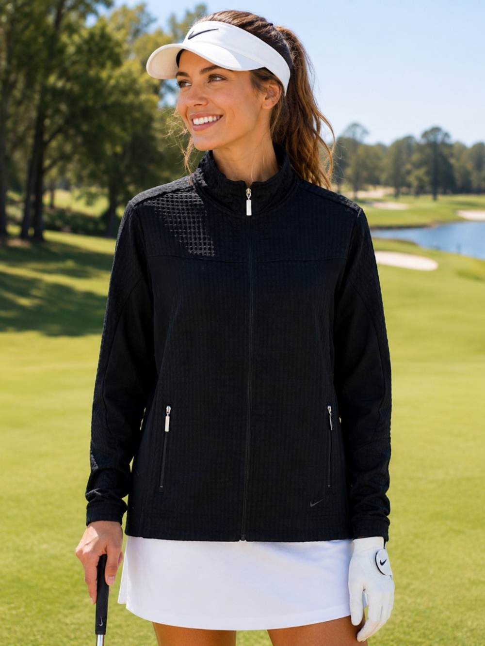 Nike Golf Dri-FIT Black Full Zip Performance Jacket | Size M